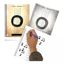 Kit 2 Caderno De Música 96 Folhas Para Partitura Capa Dura 