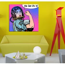 Cuadro 20x20cm We Can Do It Pop Art Comic Astro Feminista