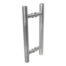 Puxador Porta Tubular Aço Inox Escovado 30cm Madeira/vidro