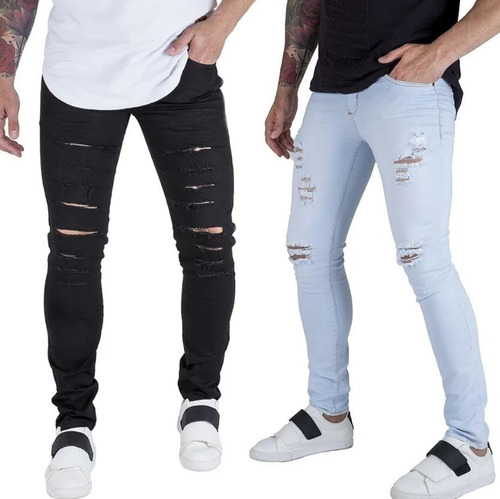 Kit 2 Calça Jeans Masculina Lycra Skinny Envio Imediato