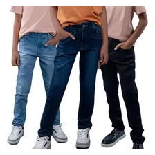 Kit 3 Calça Masculina Jeans Infantil Skinny Com Elastano