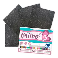 Placa De Eva 40x60cm Com Glitter Preto 5 Folhas - Seller