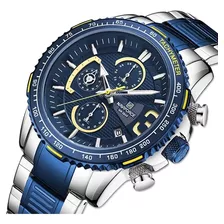 Reloj Hombre Casual Deportivo Acero Inoxidable Cronógrafo