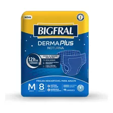 Fralda Geriátrica Bigfral Derma Plus Noturna M 8 Unidades