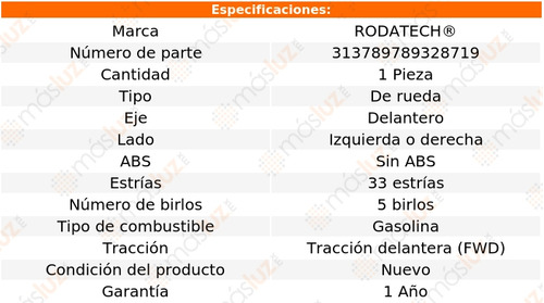 (1) Maza De Rueda Del Cutlass Ciera V6 3.3l 89 Rodatech Foto 5