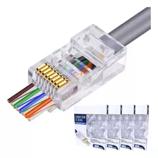 Conector Rj45 Macho Cat6 / Cat5e Cabo Rede Ez Vazado 400un