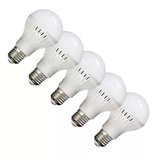 Kit 5 Lâmpadas Led 10w Bulbo Soquete E27 Bivolt Branco Frio