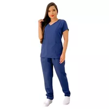 Pijama Cirúrgico Feminino - Scrub Jaleco - Azul Marinho