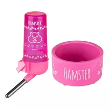 Kit Hamster - Bebedouro 100 Ml Comedouro 70 Ml (rosa)