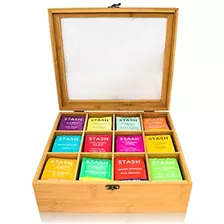 Caja Organizadora De Bambú Natural Para Bolsas De Té