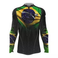 Camisa Brasil Com Proteção Solar Dryfit Blusa Camiseta Pesca