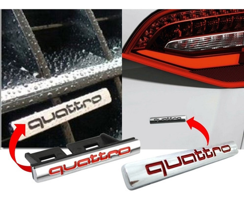 Par De Emblemas Audi Quattro Audi Q7 2006-2023 Crom/rojo Foto 3