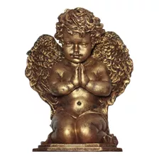 Anjo Querubim Inquebrável Dourado 30cm 