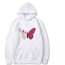 Moletom Canguru Casaco Borboleta Flor Blusa De Frio