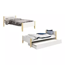 Cama Solteiro Simba Auxiliar + Solteiro Simba Branco Natural