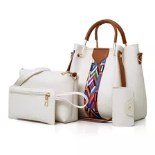 Set 4 Bolsas Moderna Mujer Dama Cuero Sintetico Hombro