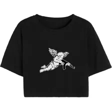 Cropped T Shirt Camiseta Casual Anjo Ak 47 Cupido Sad Swag