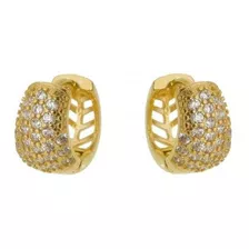 Brinco Argola Cravejada Linda Folheado A Ouro 18k