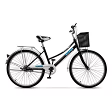 Bicicleta Paseo Femenina Expert Bikes Miami R26 Color Negro/blanco Con Pie De Apoyo