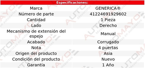 1 Espejo Der Man Corrug Generica Mercury Tracer 97-00 Foto 2