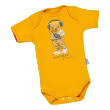 Body Baby Bear Mostarda: Para Bebês De 0-12 Meses
