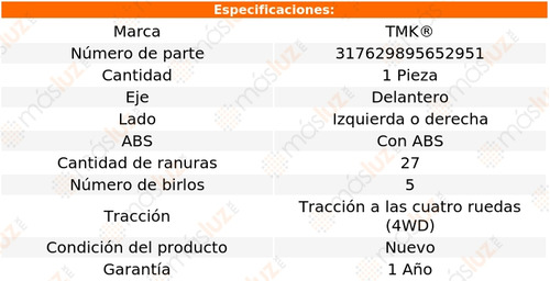 1- Maza Delantera Izq/der S10 V6 4.3l 94/02 Tmk Foto 2