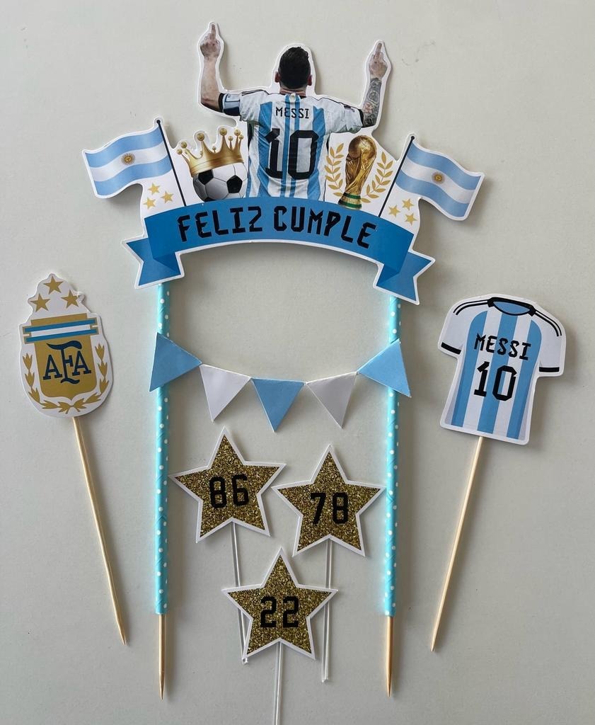 Cake Topper-deco Torta Banderin Feliz Cumple Argentina Messi