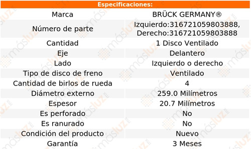 1_ Disco Ventilado Delantero Clio 1.6l 4 Cil 2002/2010 Bruck Foto 3