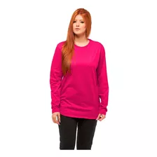 Camiseta Camisa Feminina Oversized Longline Manga Longa C2