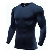 Camisa Térmica Compressão Azul Marinho Proteção Uv50+