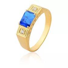 Anel De Ouro 18k Formatura Safira Natural E Diamantes