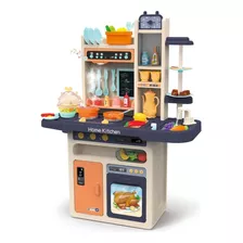 Cozinha Infantil Completa Som Luz Vapor Maquina De Ovos 94cm Cor Azul