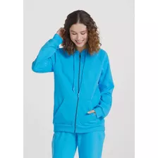 Jaqueta Básica Feminina Oversized Com Zíper Em Moletom