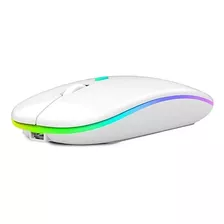 Mouse Branco Wireless Recarregável Led Rgb 2.4 Ghz Sem Fio