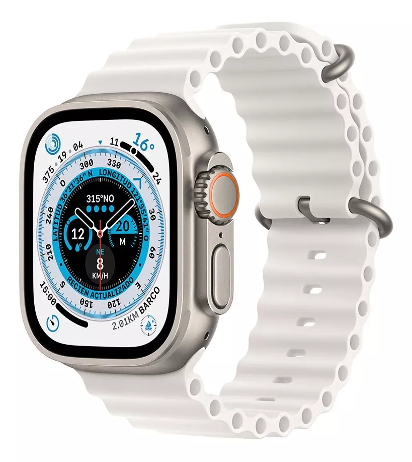 Apple Watch Ultra Gps + Celular - Caja De Titanio 49 Mm - Correa Ocean Blanca