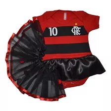 Body + Saia De Tule De Bebe Futebol Time Flamengo