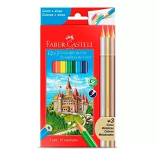 Lápis De Cor Ecolápis 12 Cores + 3 Metálicas Faber Castell