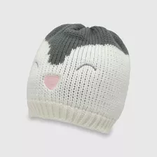 Gorro De Bebé Niña De Lana Pingüino Off White (3 A 24 Meses)