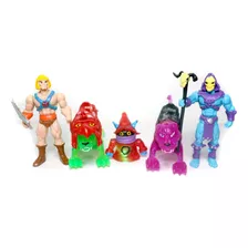 Kit 5 Bonecos He-man Gato Guerreiro Gorpo Esqueleto Bootleg