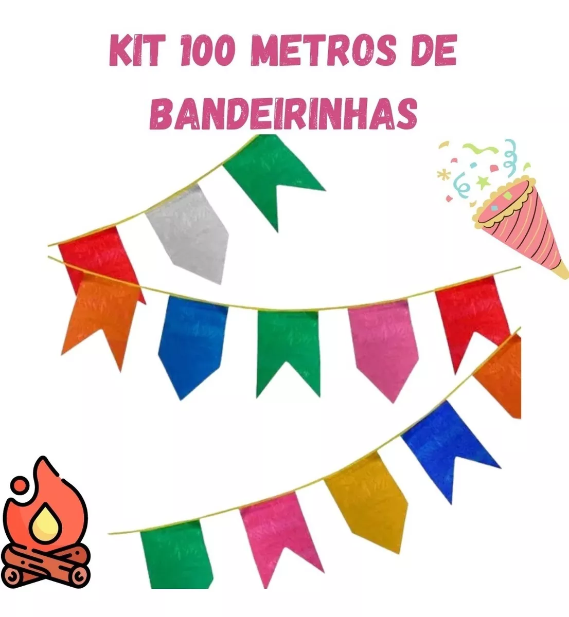 Kit Bandeirinha De Festa Juninha 100 Metros São João