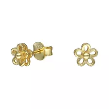 Aros Flor Gold, Plata 925, Baño Oro 18k, Niña