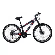 Mountain Bike Vikingx Tuff 25 Aro 26 13 21v Freios De Disco Mecânico Câmbios Shimano Tourney Cor Roxo/laranja