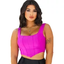 Cropped Corselet Feminino Corse Bico Top Blogueira