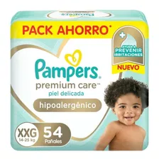 Pañales Pampers Premium Care Hipoalergénico Talle Xxg 54 u