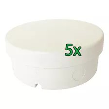 5 Peças Caixa Sobrepor Cftv Redonda Hermética Branca 12x5cm