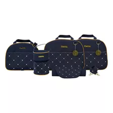 Kit 3 Bolsas G Saída Maternidade Bebê + Acessórios P/ Mamãe Cor Azul-marinho Pérola 801914