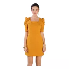 Vestido Corto Amarillo Con Moño En Escote Devendi Denim Co.