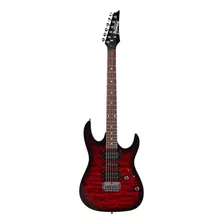 Guitarra Eléctrica Ibanez Rg Gio Grx70qa De Álamo Transparent Red Burst Con Diapasón De Amaranto