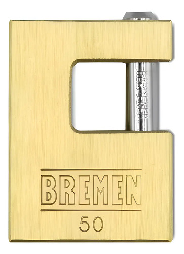 Candado Bronce Perno Horizontal Macizo Bremen 50mm 7746 Dgm Dorado