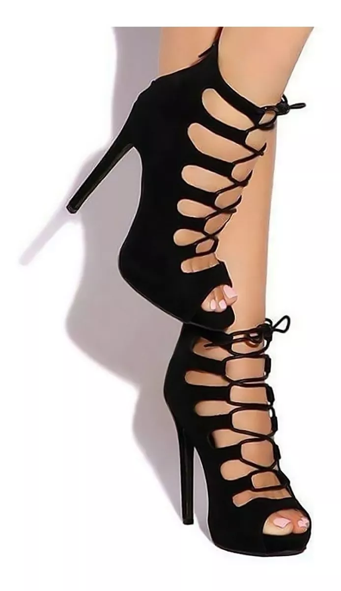 Zapato Mujer Taco Negro Con Plataforma Y Tacones